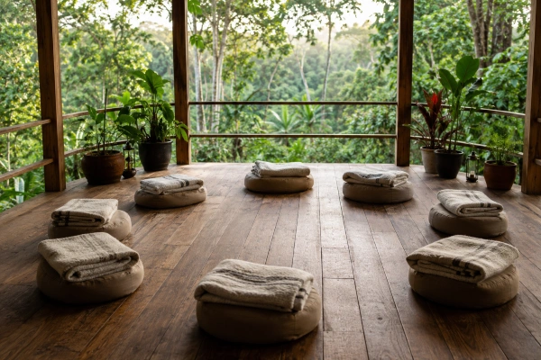 Integration circle setting at an ayahuasca retreat
