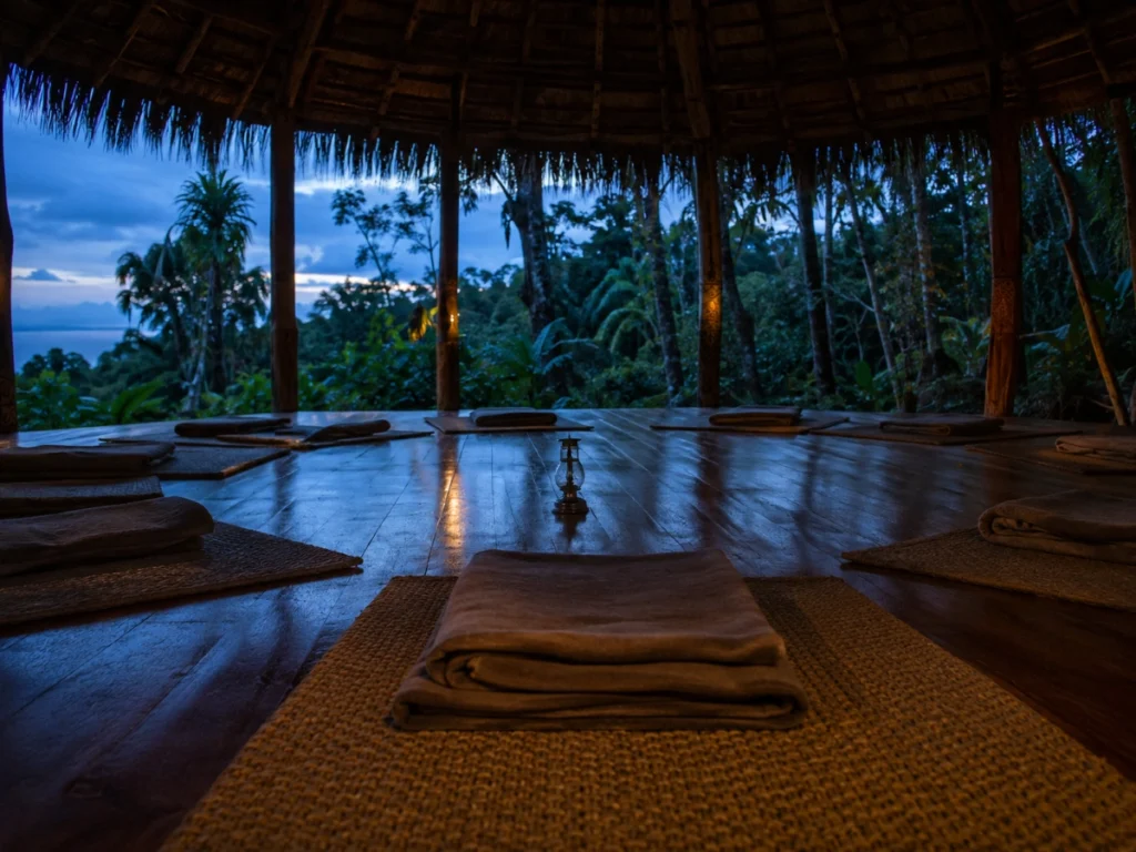 Empty maloca before an ayahuasca ceremony, Osa Peninsula, Costa Rica
